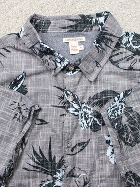 Carbon2Cobalt Shirt Mens XL Gray Floral Reverse Print 100% Cototn Short Sleeve